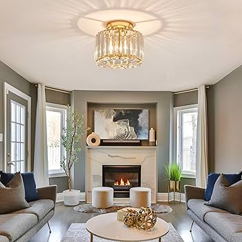 マウル　Q Denken Gold XIEYOR Elegant Gold Crystal Chandelier - Modern Semi Flush